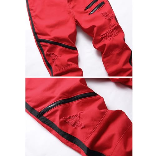 Kaxiya2021 Men's Slim Zipper Jeans Ripped Distressed Moto Biker Pants Straight Holes Hip Hop Stretchy Fashion Trousers3