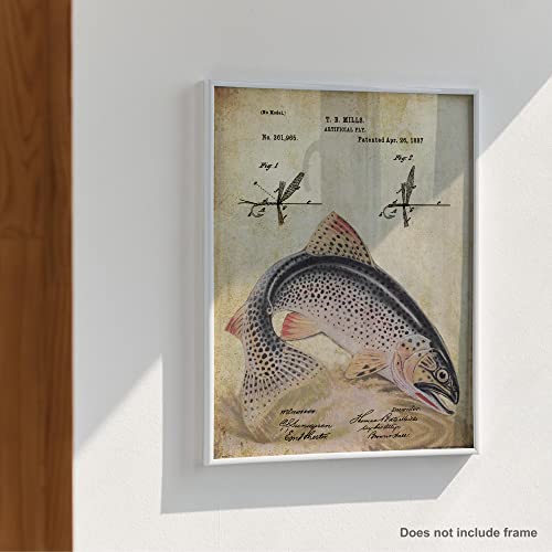 Apple Creek Antique Fly Fishing Lure Us Patent Poster Art Print Rainbow Trout Largemouth Bass Walleye Muskie Lures Poles 11X14 Wall Decor Pictures thumb #4