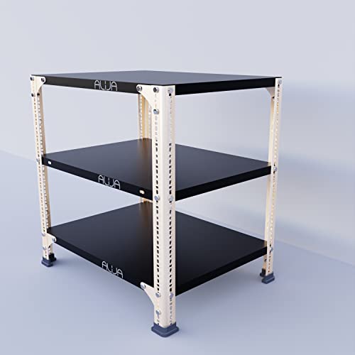 Image of ALIJA️ Slotted Angle Metal Rack (2 x 2 x 1.5 Ft. / 24 x 23 x 18 Inch) with 3 Shelves (Ivory Angle Black Shelves, 22 Gauge Shelves, 16 Gauge Angle)