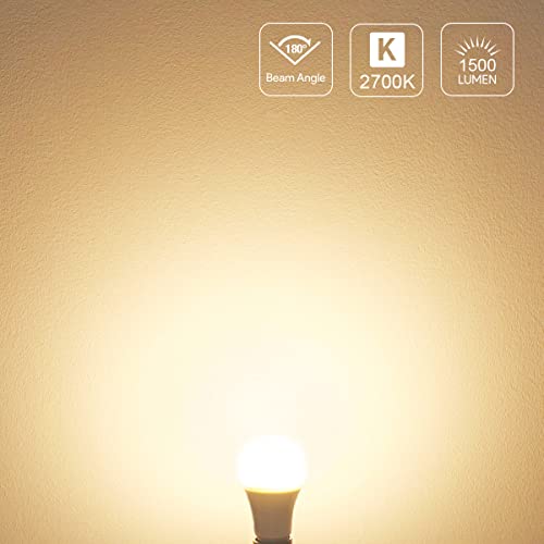 Image of Lepro 100W Equivalent LED Light Bulbs, 14W 1500 Lumens 2700K Warm White Non-Dimmable, A19 E26 Standard Base, 10000 Hour Lifetime, Pack of 3