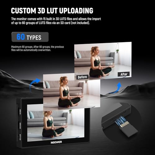 Image of NEEWER 5.5 inch Camera Field Monitor, 2000nit HD 1920x1080 IPS Touch Screen, 4K HDMI Loop in /Out with 3D LUT Peak Focus DSLR Video Assist HDR Waveform, 5200mAh F750 Battery, DC7-24V /Type C 5V In, F500 PRO