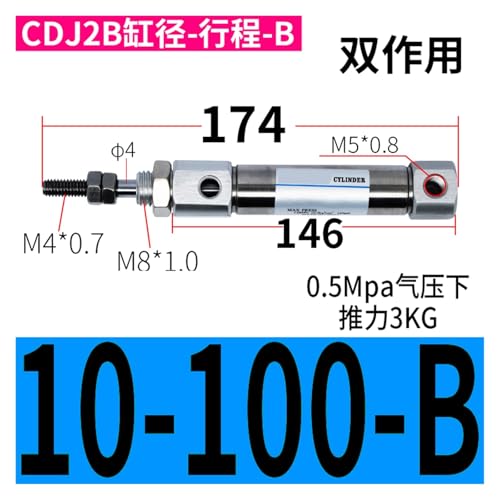 Cylindre inox pneumatique petit format CDJ2B10 CDJ2B16 micro vérin double effet - 3