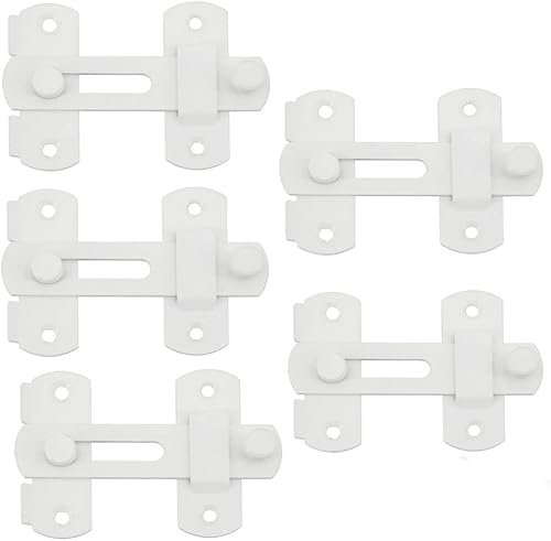 szhdxsy - 5 pestillos de puerta de acero inoxidable, pestillo de seguridad para puerta, cerraduras de puerta de granero, color blanco