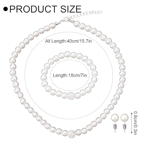 First Communion Veil Set for Girls 1st Holy Communion Accessories for Kids Veil with Hair Comb White Gloves Pearl Necklace Bracelet Earrings Wedding Party Costume(Classical)2