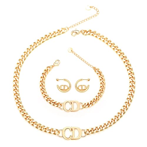 Rai Imagine Damen Sterling Silber Set schmuck Gold Halskette Armband Creolen perfekte Geschenk Idee (Halskette) Cover