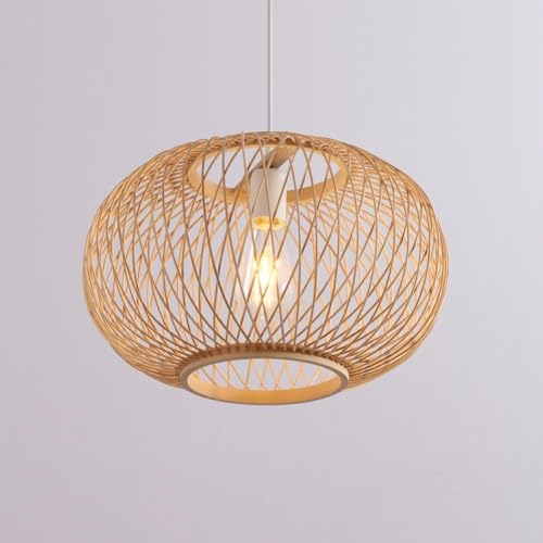 Suspension bambou E27 abat-jour tissé main lustre îlot cuisine