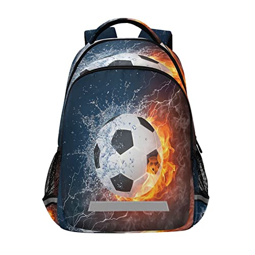 Quteprint Mochila para la escuela, fútbol en el fuego, mochila de viaje para hombres y mujeres, mochila escolar para libros, bolsa para laptop de 17 pulgadas, mochila casual para niños, niñas