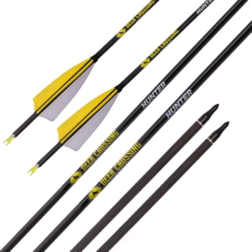 PHILOCS 12 Pezzi ID 6,2 mm Frecce da Caccia, Spine 300 350 400 500 600 700 800 Freccia di Tiro con L'Arco, 4 Pollici Piuma di Tacchino Freccia in Puro-Carbonio (Spine 700, 31inch)