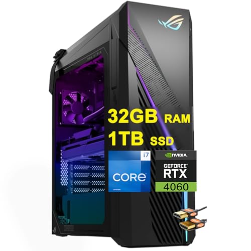 ASUS ROG Strix G16CH Gaming Desktop Intel 16-core i7-13700F (Beats i9-12900F) 32GB RAM 1TB SSD Geforce RTX 4060 8GB Graphic DisplayPort Aura Sync Lighting Win11 Black + HDMI Cable