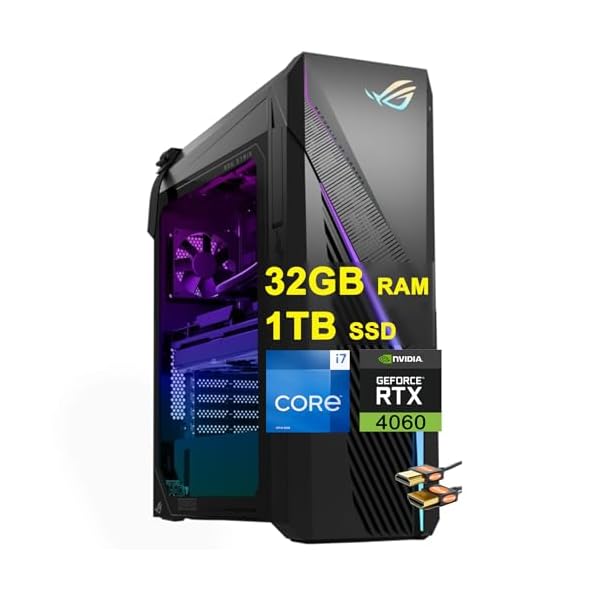 ASUS ROG Strix G16CH Gaming Desktop Intel 16-core i7-13700F (Beats i9-12900F) 32GB RAM 1TB SSD Geforce RTX 4060 8GB Graphic DisplayPort Aura Sync Lighting Win11 Black + HDMI Cable