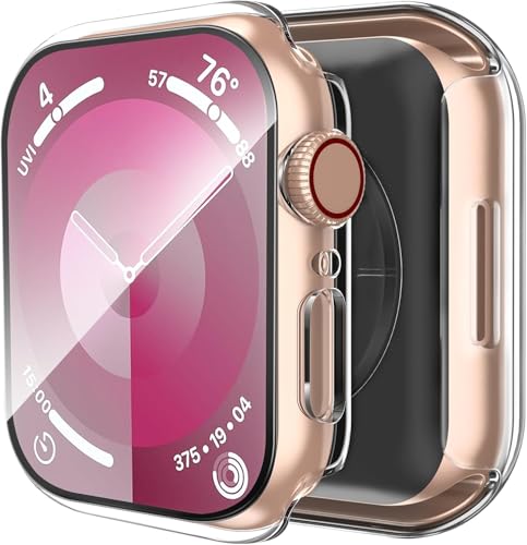 2 Pack Case Compatible with Apple Watch SE 2 (2024)/SE/Series 6/5/4 40mm with Tempered Glass Screen Protector, Hard PC Case Overall Protective Cover- Transparent