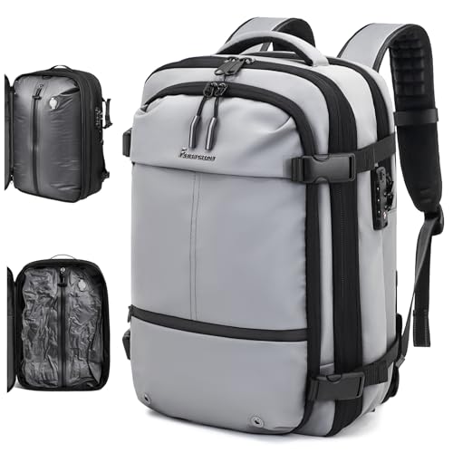 Travel Backpack with Vacuum System,60L Expandable Vacuum Backpack Travel with TSA Lock,17.3 inch Laptop Backpacks Vacpack Backpacks with Vacuum(Grey,No Air Pump)