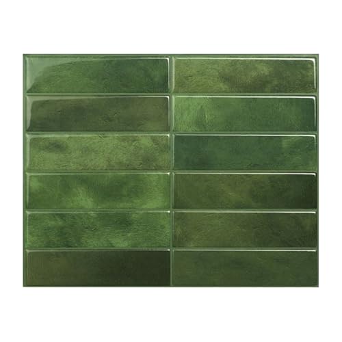 10 azulejos de pared autoadhesivos impermeables de 29 x 23 cm, adhesivos para azulejos de cocina y baño (verde)