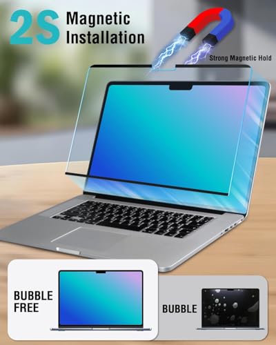 Image of Saco Magnetic MacBook Air M4 Screen Protector 15 Inch (2025-2022) | Compatible with M4 A3241 M3 A3114 M2 A2941 | Removable HD Glossy Laptop Screen Guard