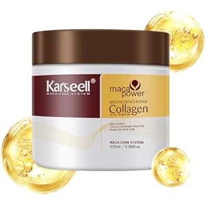 Karseell Kollagen Haarmaske 100ml, Arganöl Haarpflege Tiefenreparatur Kollagen Haarmaske für Sehr Trockenes Haar, Geschädigtes Haar, Alle Haartypen 100ml 100 ml (1er Pack)