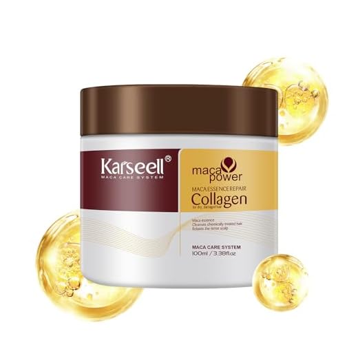 Karseell Colágeno Mascarilla Pelo 100ml, Maca Esencia Aceite de Argán Reparación Profunda Mascarilla Capilar para Seco y Dañado el Cabello Todo Tipo de Cabellos