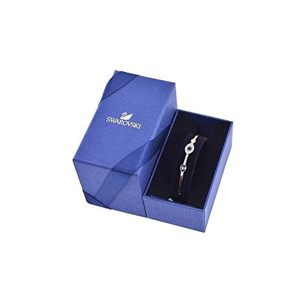 SWAROVSKI Women's Symbolic Evil Eye Bangle Bracelet, Blue Crystal, Mixed Metal Finish, Medium