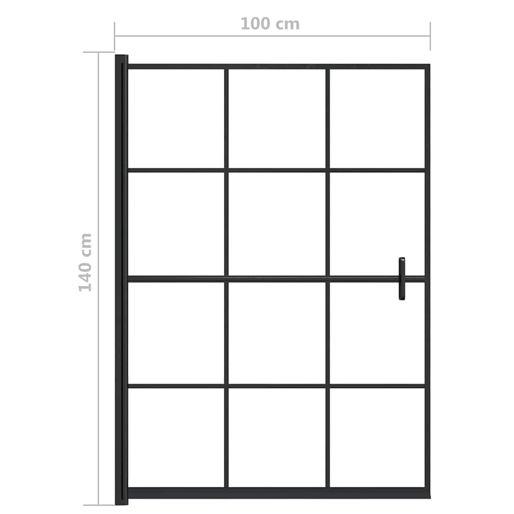 Pannello Box Doccia ESG 100x140 cm Nero Trasparente con Maniglia