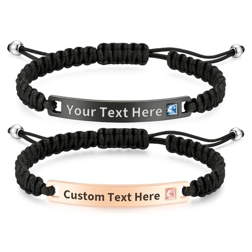 JONZIN Personalized Bracelets for Women&Men &ndash; Customizable Engraved Name Bracelets for Women with...
