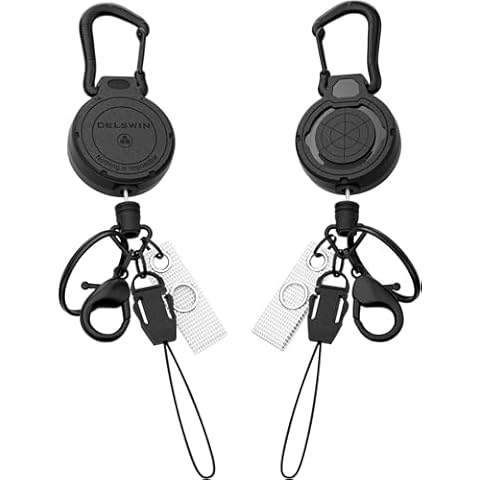 DELSWIN Heavy Duty Retractable Keychain, Badge Holder Retractable Clip, Badge Reel Key Chain with 28.5”Steel Cord, Key Ring, Lobster Claw Clasp & Phone Tether, Bearing 10.0 oz (2 Pack) Cover