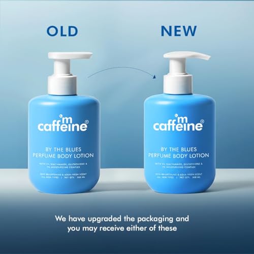 Image of mCaffeine 5% Niacinamide & Glutathione for Brightening & Detan By The Blues Perfume Body Lotion 300ml | | Aquatic-Woody Fragrance | 72H Moisturization| Daily Use Summer Cream Bodylotion for Men & Women | Dry Skin