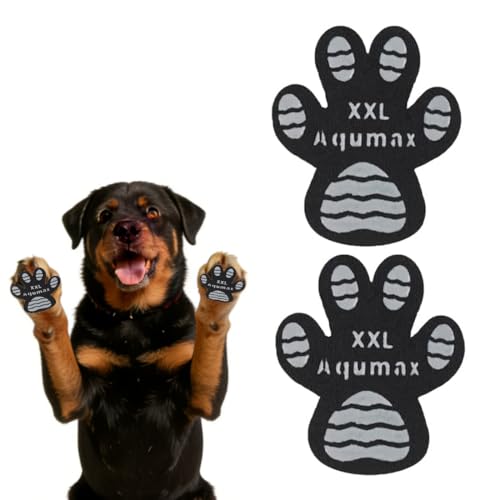 Aqumax Dog Paw Protector Non-Slip Gripper Traction Pads,Walk Assistant for Senior Dogs,Foot Stickers for Hardwood Floors,Dog Shoes Booties Socks Replacement,6 Sets (24 pcs) XXL Black