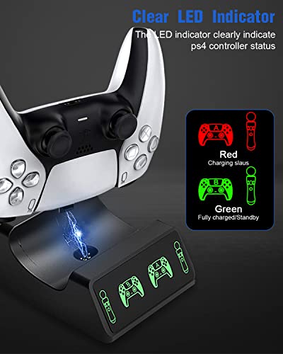 AMANKA Ladestation für PS5 / PS VR/Move-Motion-Controller, 4 in 1 PS VR Move Controller Charge Station für Desk Station Ladestation mit 4 USB Charge-Port für Playstation PS5 PSVR VR Move - Image 5