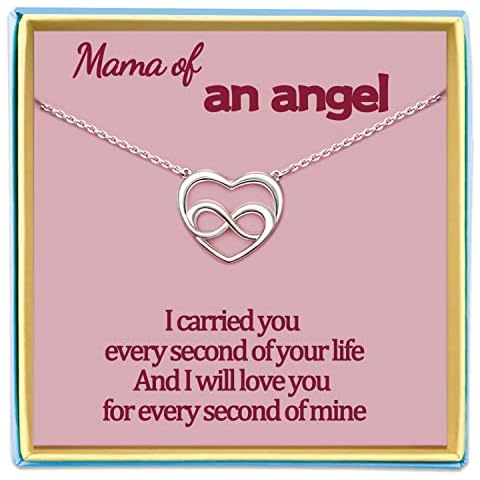 Miscarriage Gifts for Mum Mothers Mama Necklace Memorial Gift Loss Sympathy Gifts Angel Mother Infinty Heart Silver Necklace Jewlery for Women Cover
