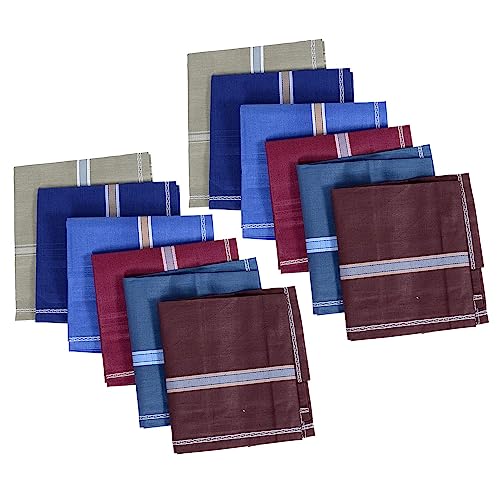 Kuber Industries Premium Cotton Handkerchief Set for Men & Boys - Pack of 12 Dark Color Rumal
