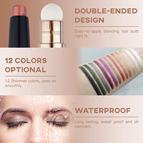 Lokfar Eye-Shadow Stick Makeup Cosmetics Eye Brightener Stick, Rotatable Cream Eye Shadow Pencil, Glitter Shimmer Eyeshadow Stick With Soft Brush For Eye Makeup (05# Orange Brown Shimmer) #TOP6