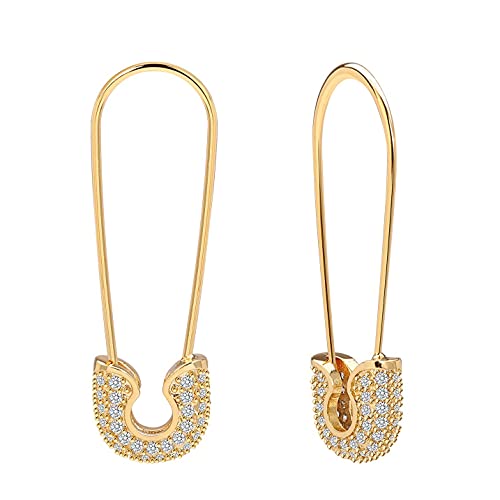Safety Pin Earrings for Women Silver Gold-Plated Hoop Pin Earrings for Women