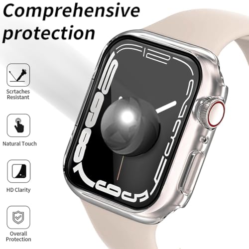 Image of HANKN 2 Pack Hard Case for Apple Watch Series 11 /10 42mm Tempered Glass Screen Protector Case, Full Coverage Shockproof Iwatch Bumper Cover (42mm, Clear x 2)