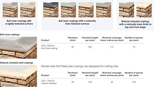 Natural Paving Stone Copings for Step Kits, Pools and Walling (natural chiseled 600x150x40mm x 38.4meters, golden fossil natural chiseled coping with a naturally riven finish to top and front edge)