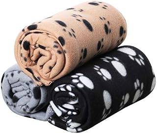 DIGIFLEX Pack of 3 XL Soft Dog Cat Pet Fleece Blankets, Extra Large Plush Throws, Pet Blankets, Beige, Grey and Black, Soft Blanket, Washable Pet Blankets, 140cm x 100cm