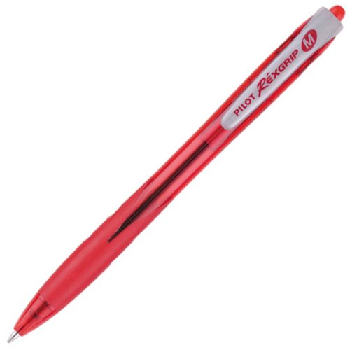 Pilot Rexgrip   Bolígrafo retráctil (punta media, 12 unidades), color rojo