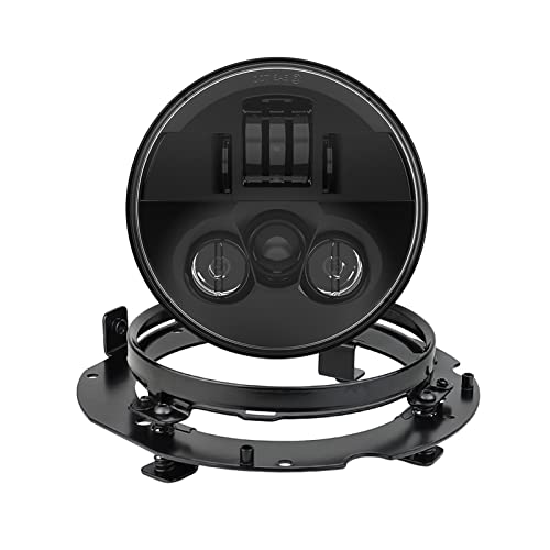 Phare LED 7 Pouces Moto Haute Visibilité avec Bague de Fixation