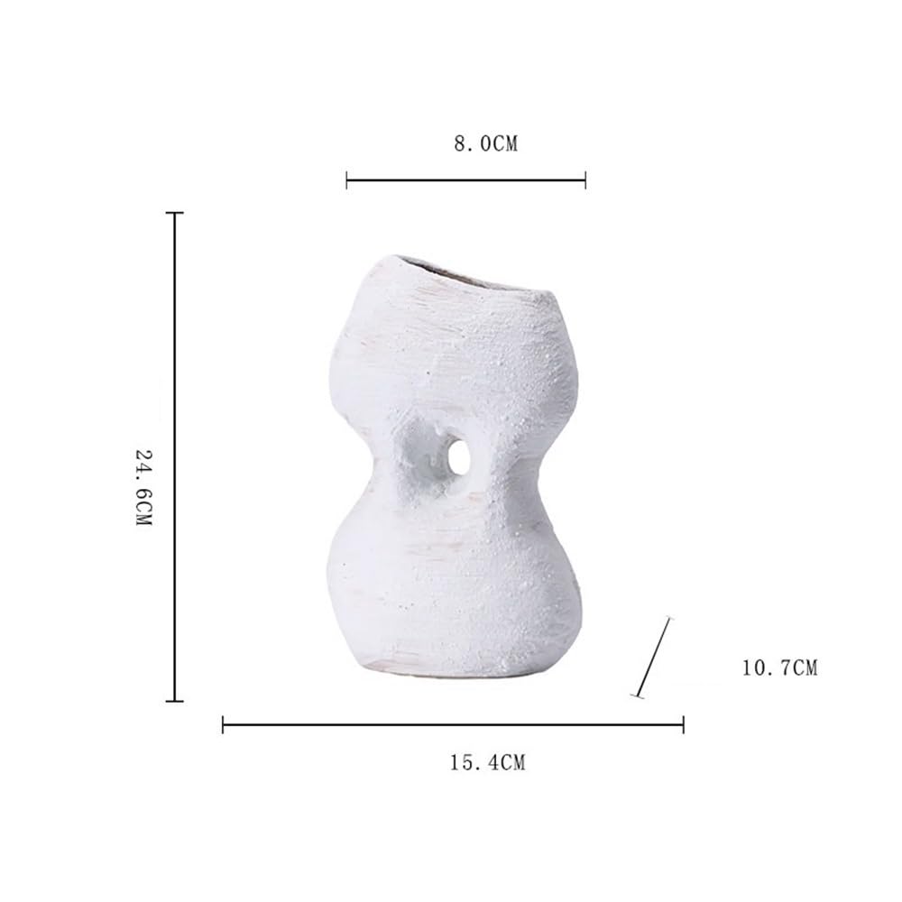 Wazon z kwiatami Biały nieregularny ceramiczny wazon aranżacja salon dekoracja meble pulpit kompozycja kwiatowa Wazony z kwiatami na ozdoby świąteczne