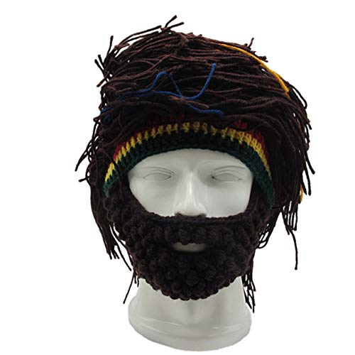 Image of Funny Rasta Wig Beard Hats Knitted Jamaican Rasta Beanie Hat with Dreadlocks Christmas Halloween for Men Women