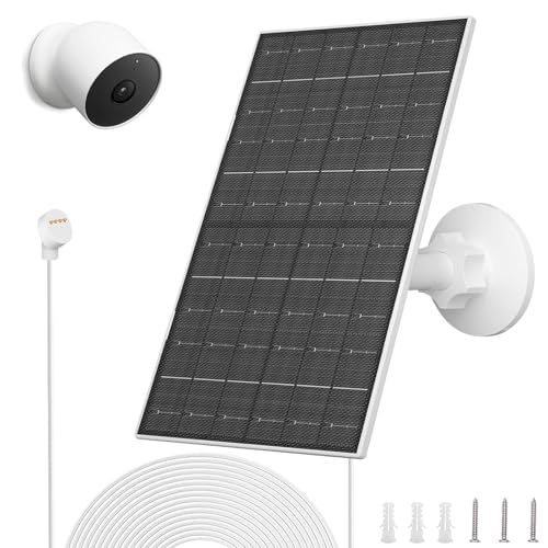 Image of FUTUREZEN 6W Solar Panel for Google Nest Camera Outdoor & Indoor (Battery Version), Solar Charger with IP66 Waterproof, 360° Adjustable Mount, 9.8ft Cable