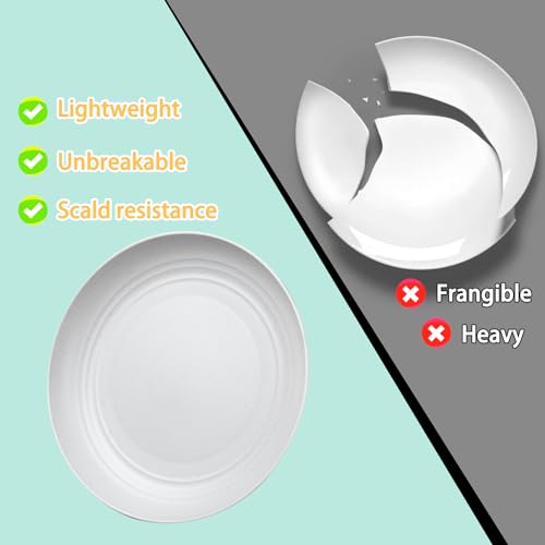 Image of Rubtlamp 24Pcs Kitchen Plastic Wheat Straw Dinnerware Set,Dinnerware Sets for 6,Microwave Dishwasher Safe Plates, Unbreakable Reusable Plastic Wheat Straw Bowls & Plate for Camping