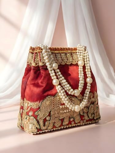 Image of Adiva Potli Handbags For Women | Potli Bags For Ladies For Wedding | Potli Bags For Women | Wedding Bags For Woman | Batwa Potlis Hand Bag | Designer Potli Bag For Ladies For Marriage