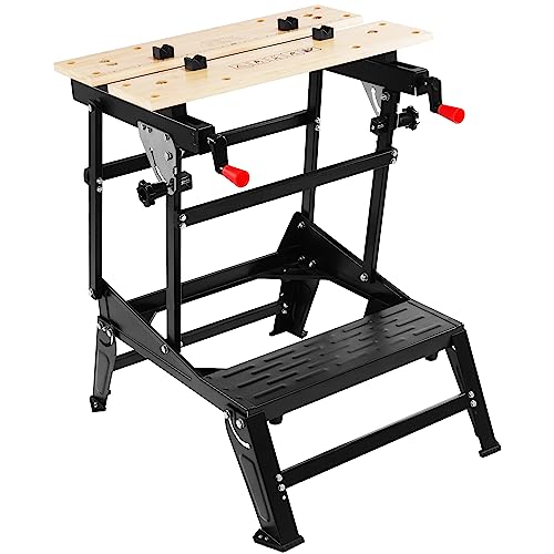 ELEVON Multifunctional Workbench, Portable Foldable Workbench, Holds Up to 550 Pounds, with Adjustable Jaws, Vertical Clamping and Four Adjustable Rotating Pins, Suitable for DIY, Woodworking
