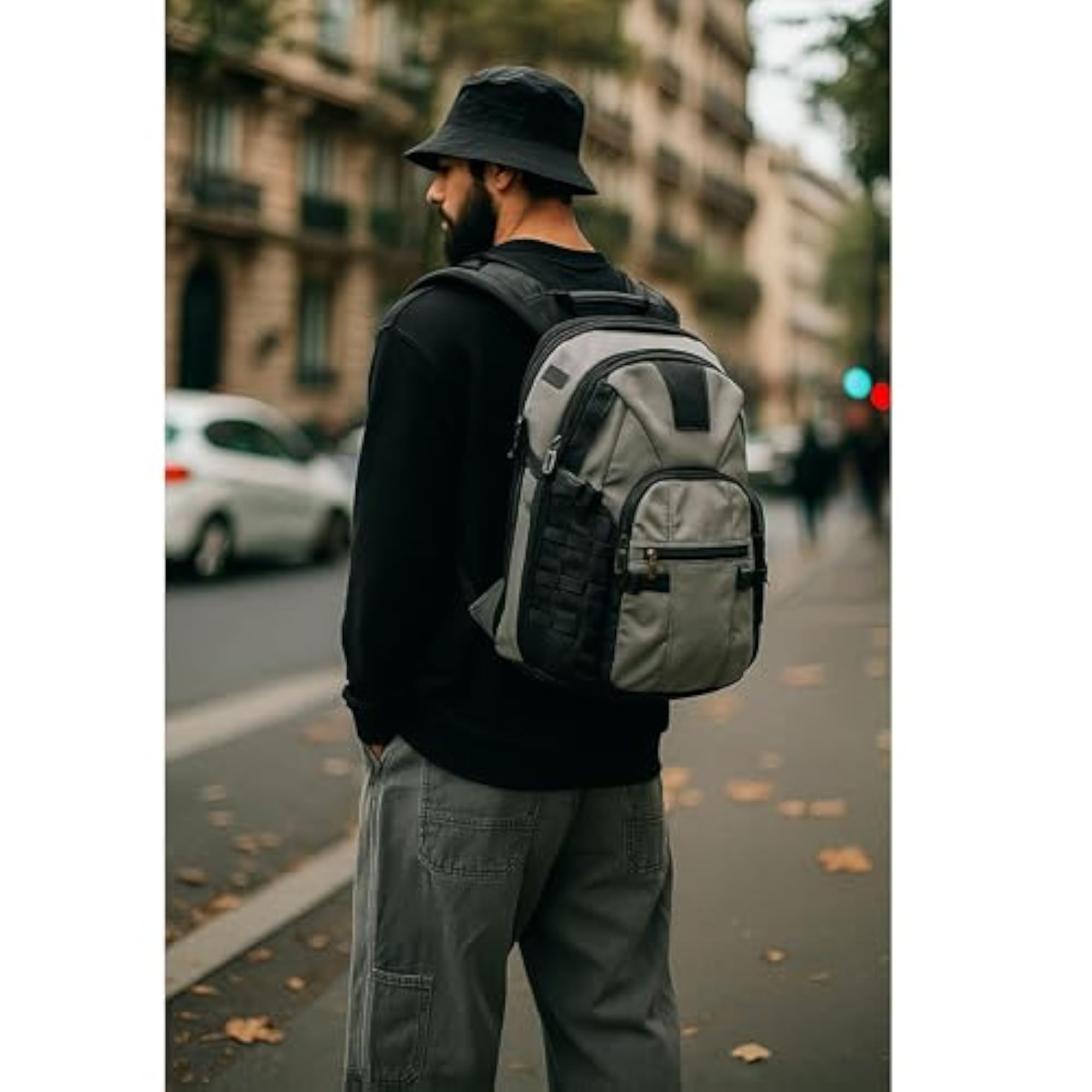 Capo Grey and Black Laptop Backpack for Men