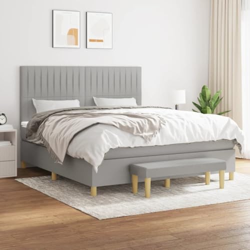 Juroupi Boxspringbett mit Matratze Boxspringbett Polsterbett Bettgestell Bett Mit Matratze Hellgrau 180x200 cm Stoff - 3137333