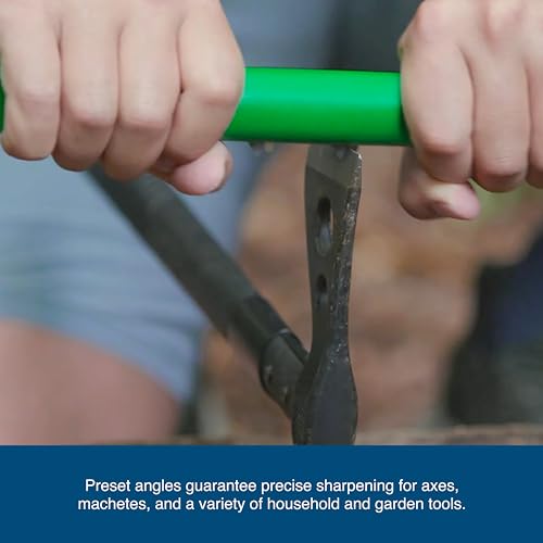 ACCUSHARP Axe, Tool & Knife Sharpener, Restores, Hones & Sharpens Axes, Machetes and Large Cutting Tools, Handheld Sharpener for Single & Double-Edged Tools, Green - Thumbnail 5