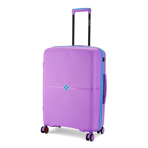 Image of Nasher Miles Bali Hard-Sided Polypropylene Check-in Luggage 24 inch | 65cm | 8 Wheels Medium Trolley Bag for Travel | Suitcase (Purple)