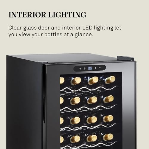 Image of Wine Enthusiast 20-Bottle Compressor Wine Cooler - Freestanding 1.8 Cu. Ft. Wine Refrigerator for Home & Kitchen, Energy-Efficient Cooling of 41-64F, Adjustable LED Touchscreen & Temperature Display