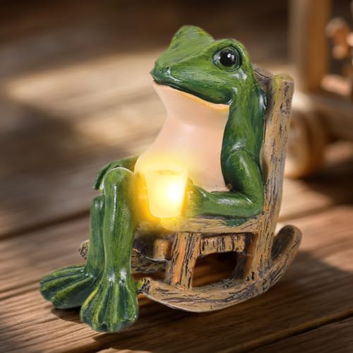 DHFUCNKO Solar Frog Garden Ornaments Outdoor, Waterproof Frog Outdoor Statue, Garden Animals Ornaments for Courtyard Lawn Decoration Garden Balcony Terrace