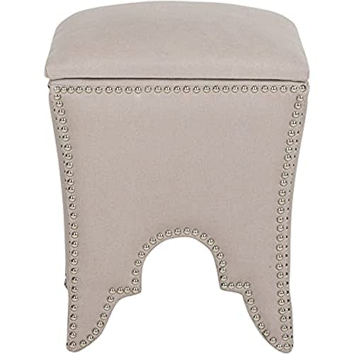 SAFAVIEH Upholstered Ottoman, in Taupe, 40 X 40 X 55 SAFAVIEH Upholstered Ottoman, in Taupe, 40 X 40 X 55