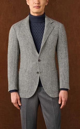 Mens Herringbone Tweed Blazer Leisure Wool Blend Sports Coat Jacket Vintage Classic Prom Groom Tuxedo Suit2